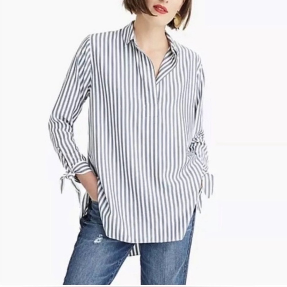 J. Crew Navy and White Striped Tunic Top
